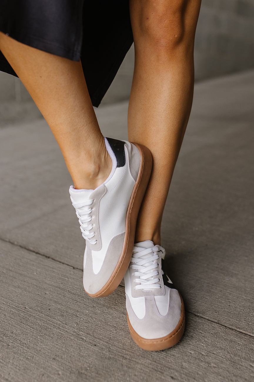 White & Grey Trainer Sneakers