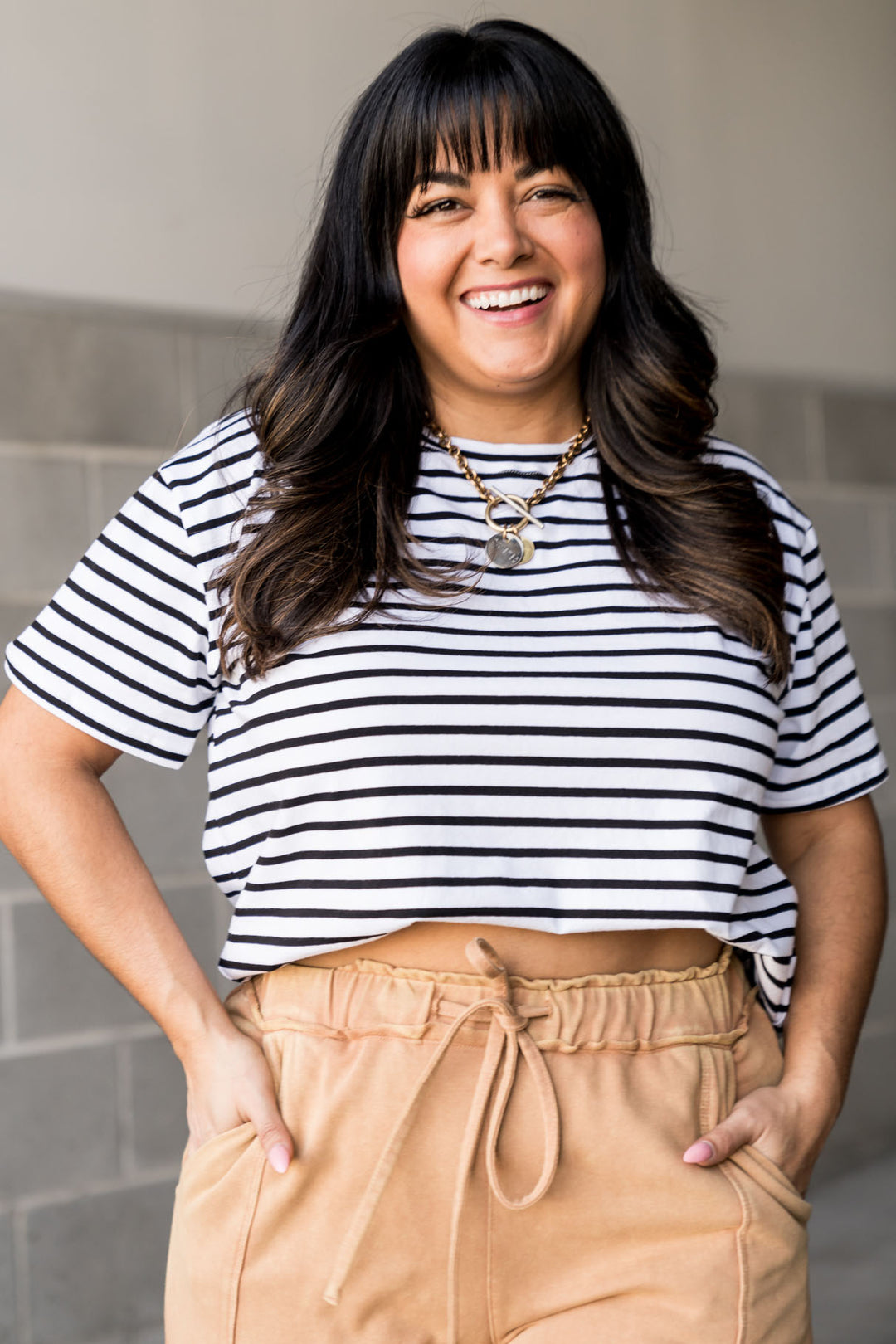 White and Black Striped Short Sleeve Top | Mindy Mae's Market