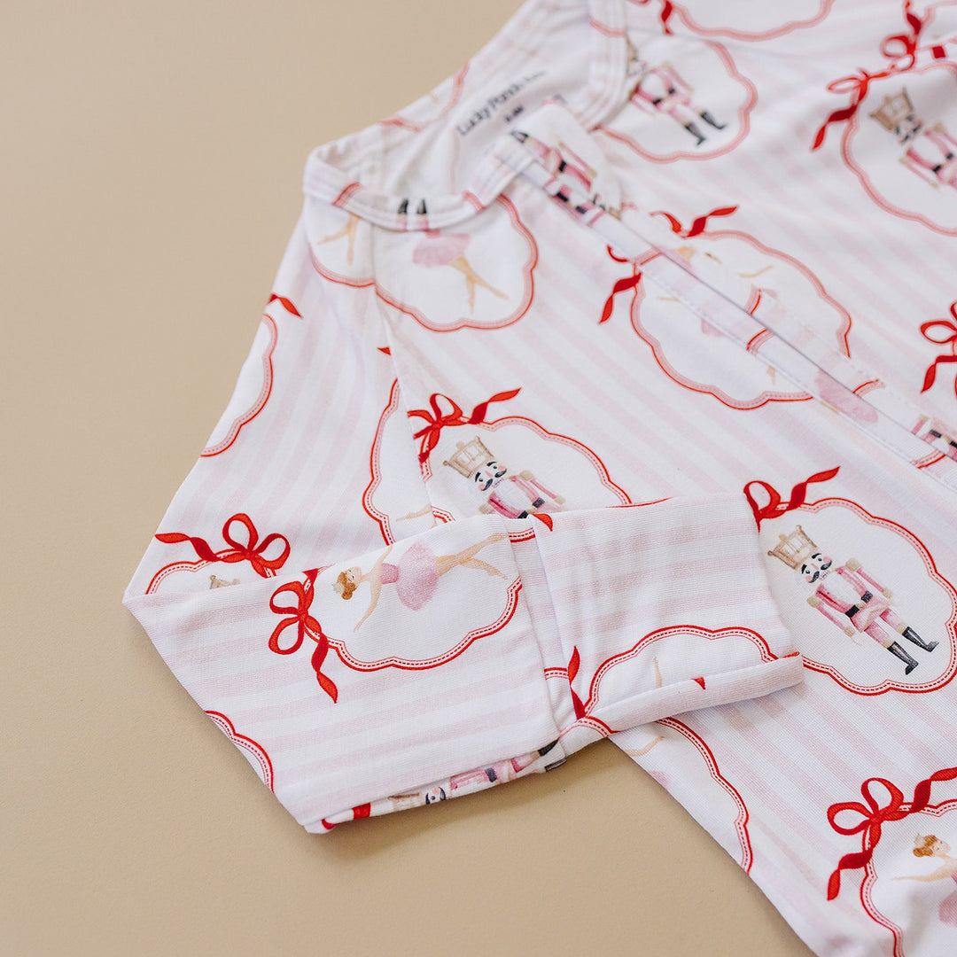 Bamboo Zip Romper | Pink Nutcracker