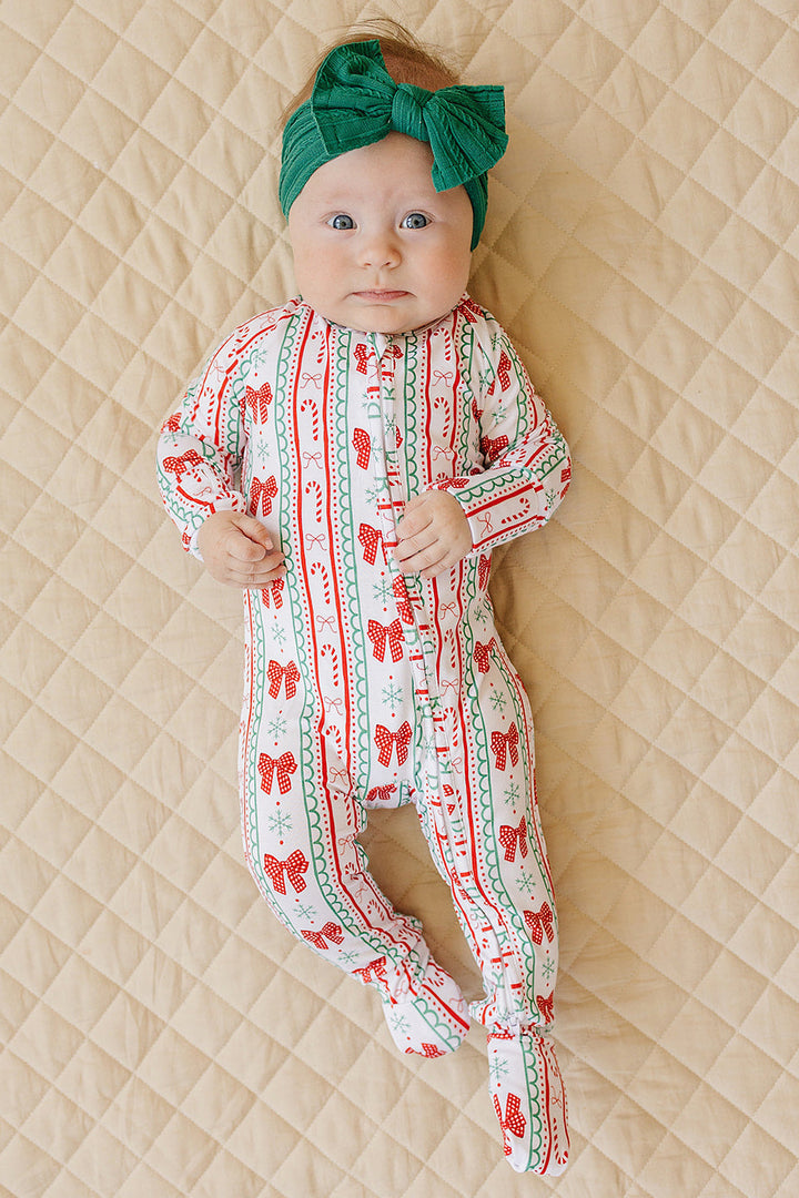 Bamboo Zip Romper | Retro Candy Cane