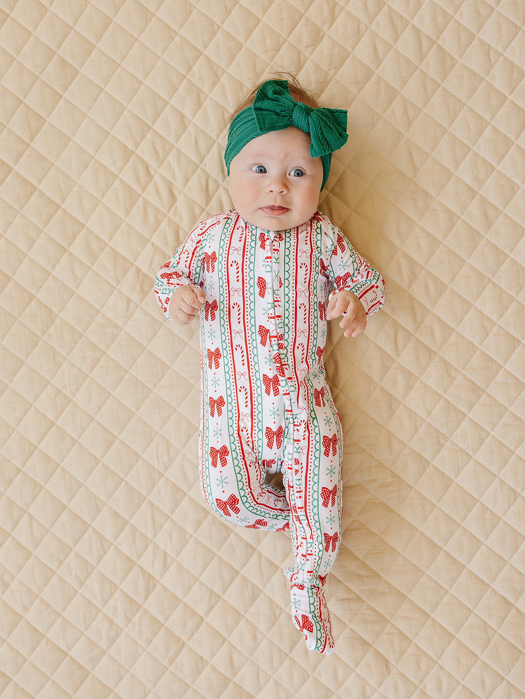 Bamboo Zip Romper | Retro Candy Cane