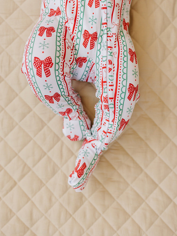 Bamboo Zip Romper | Retro Candy Cane
