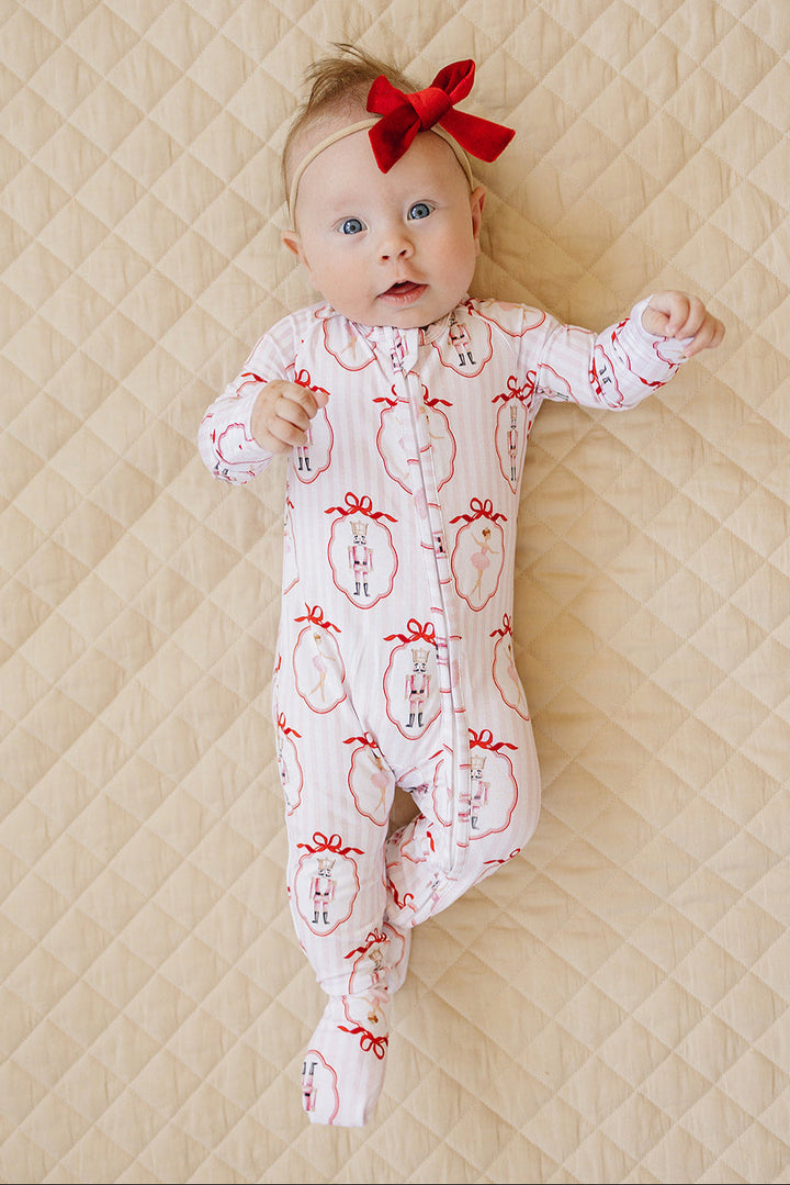 Bamboo Zip Romper | Pink Nutcracker