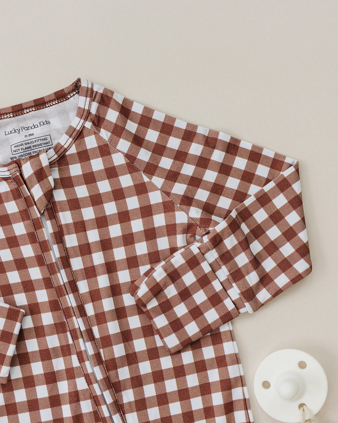 Bamboo Zip Romper | Chocolate Gingham