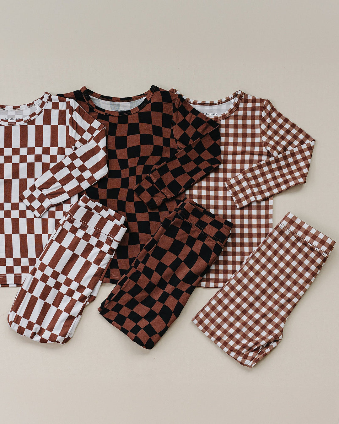 Bamboo Two Piece Set | Chocolate Wavy Checkered