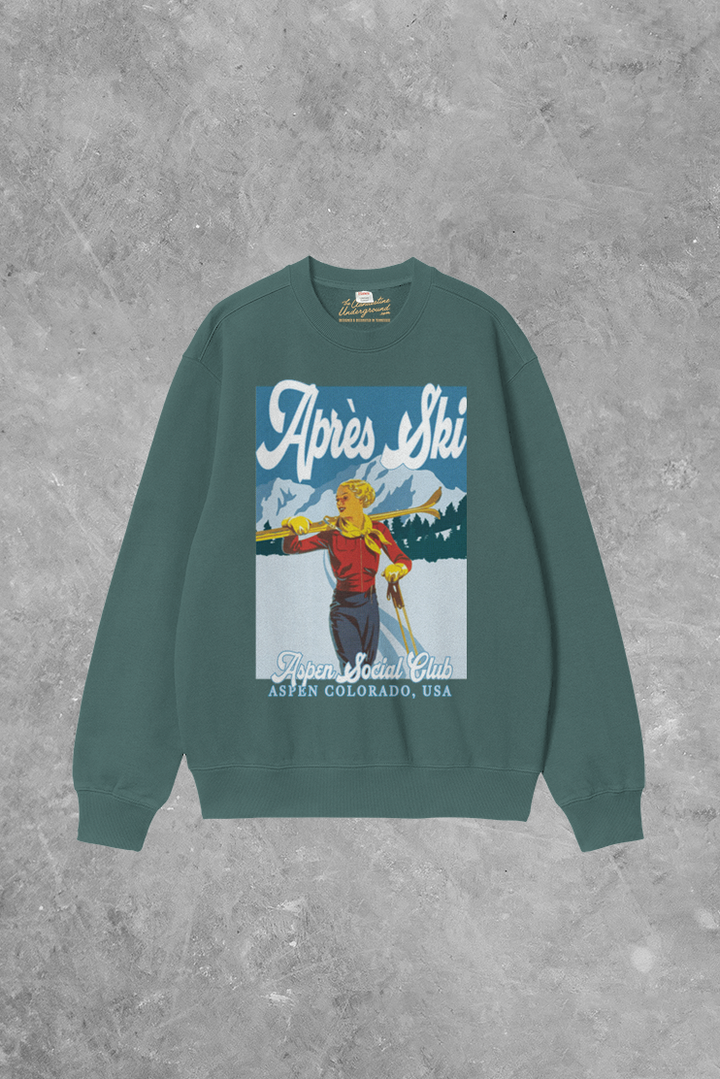 Underground Original Design: Apres Ski, Aspen Social Club Boxy Cotton 90's Sweatshirt