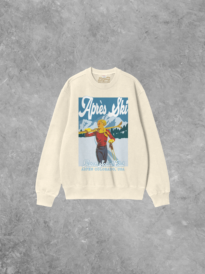 Underground Original Design: Apres Ski, Aspen Social Club Boxy Cotton 90's Sweatshirt