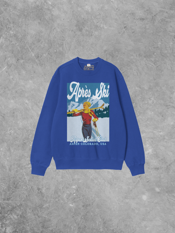 Underground Original Design: Apres Ski, Aspen Social Club Boxy Cotton 90's Sweatshirt