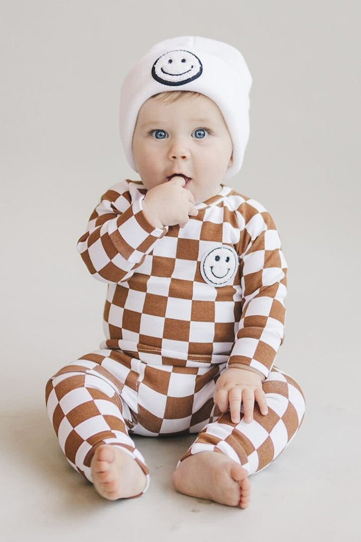 Checkered Smiley Lounge Set | Copper
