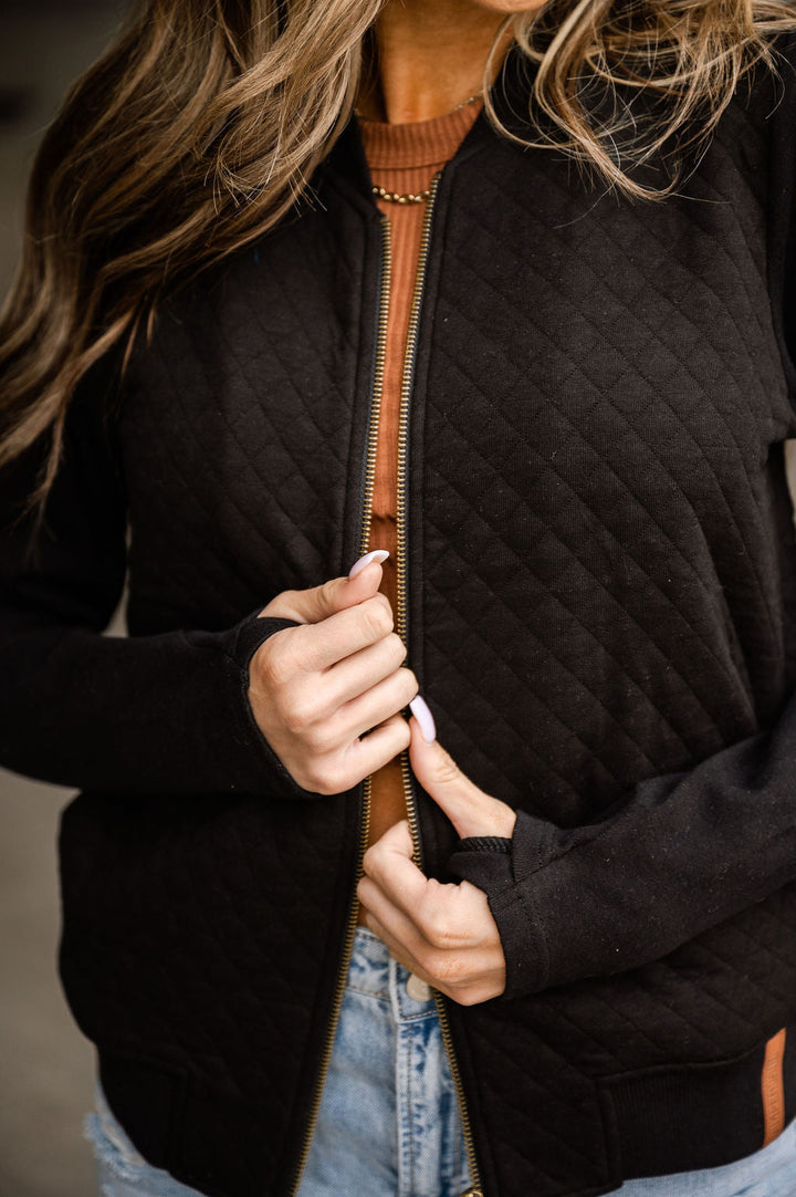 Quilted Bomber - Black