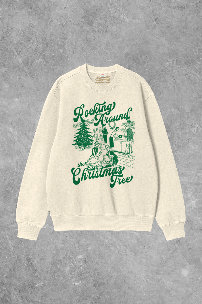 Underground Original Design: Rocking Around the Christmas Tree Boxy Cotton 90's Sweatshirt