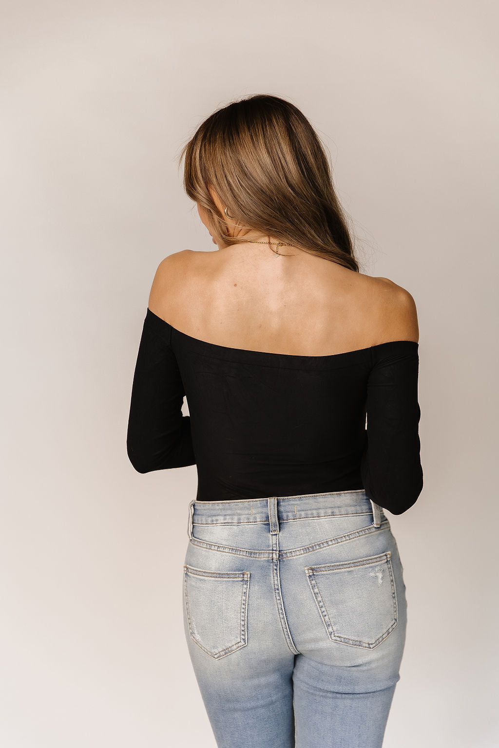 Bodysuit- Long Sleeve Off The Shoulder- Black