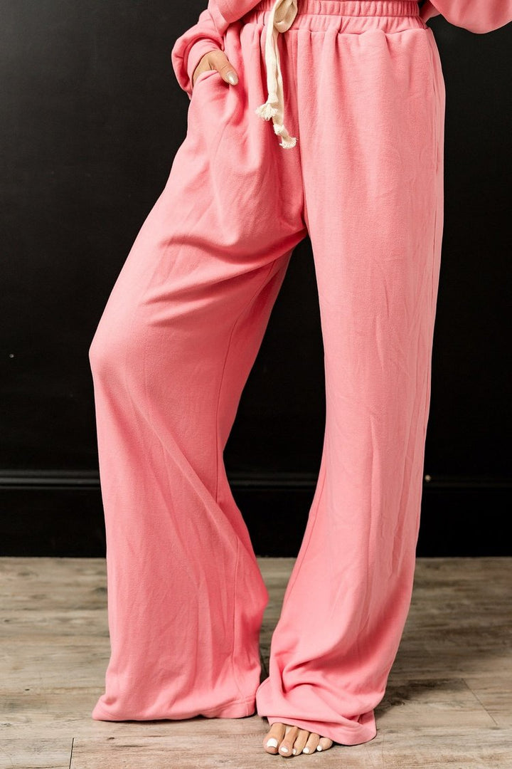 Performance Fleece Free Time Wide Leg Comf Pants - Pink Tulip