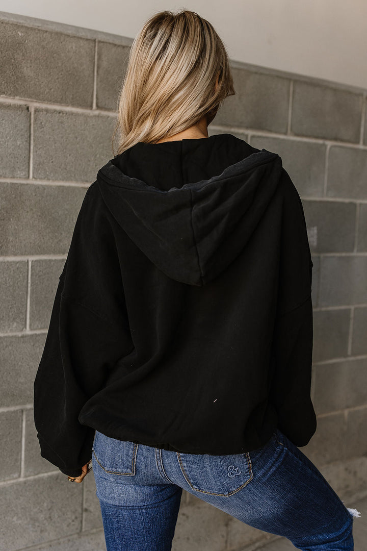 Oversized HalfZip Sweatshirt - Black