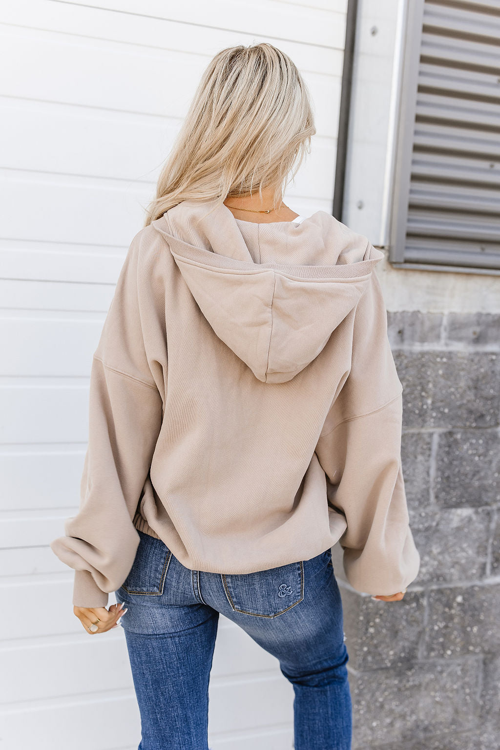 Oversized HalfZip Sweatshirt - Sand