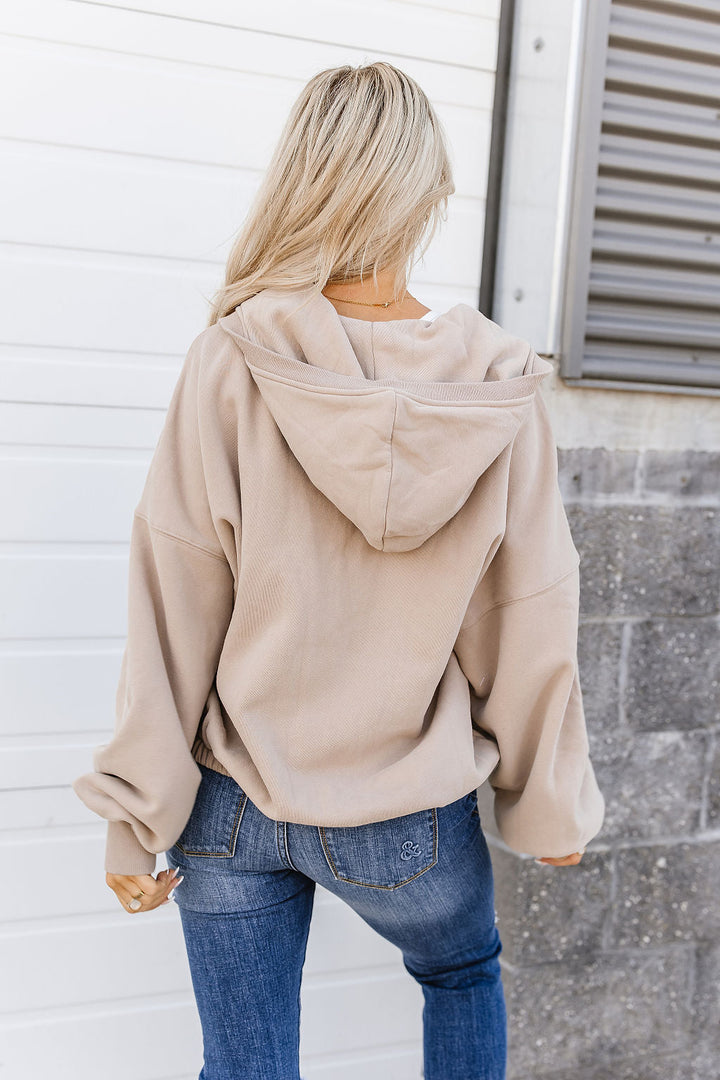 Oversized HalfZip Sweatshirt - Sand