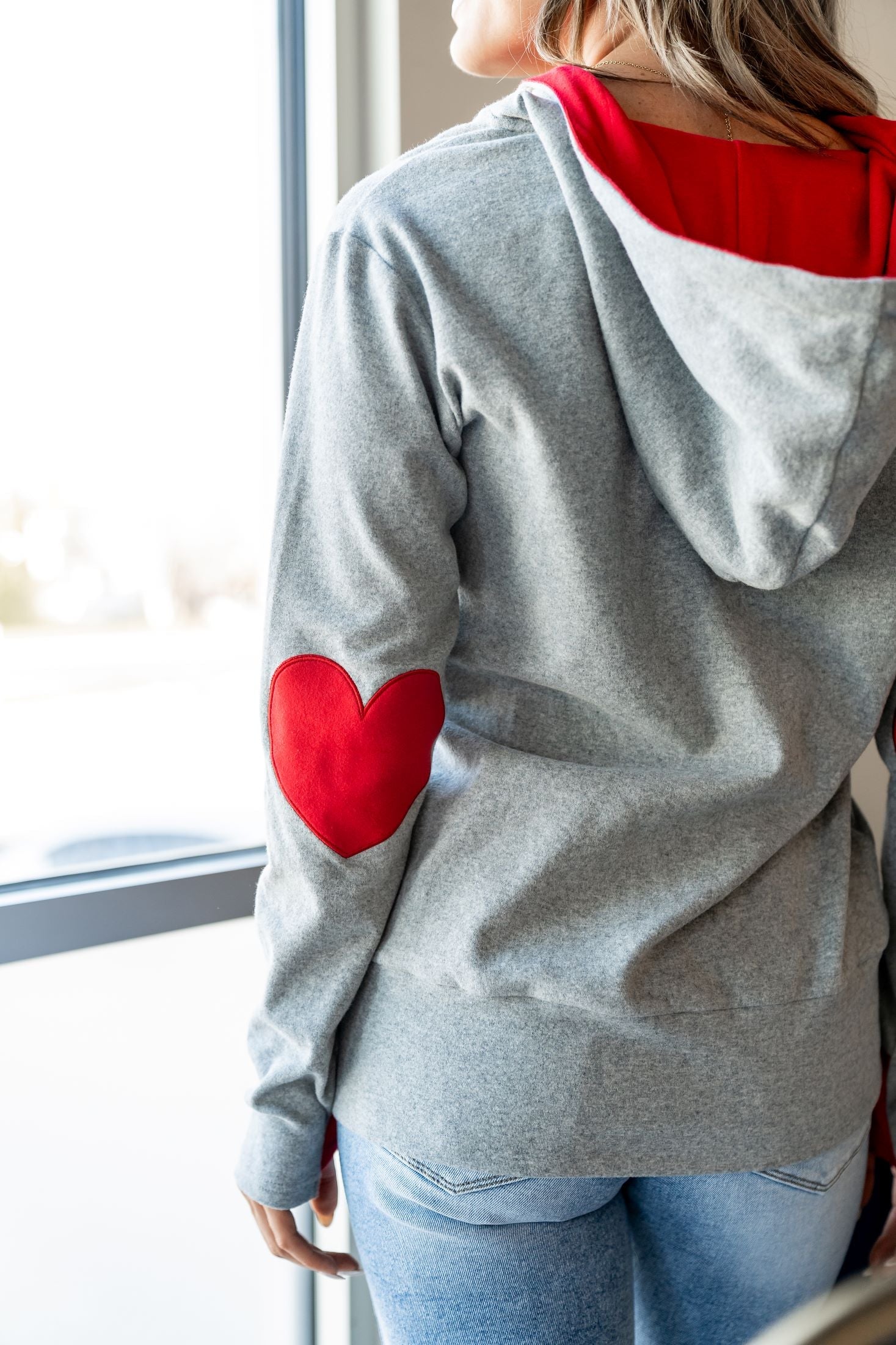 HalfZip Sweatshirt Heart Elbow Patch Mindy Mae s Market