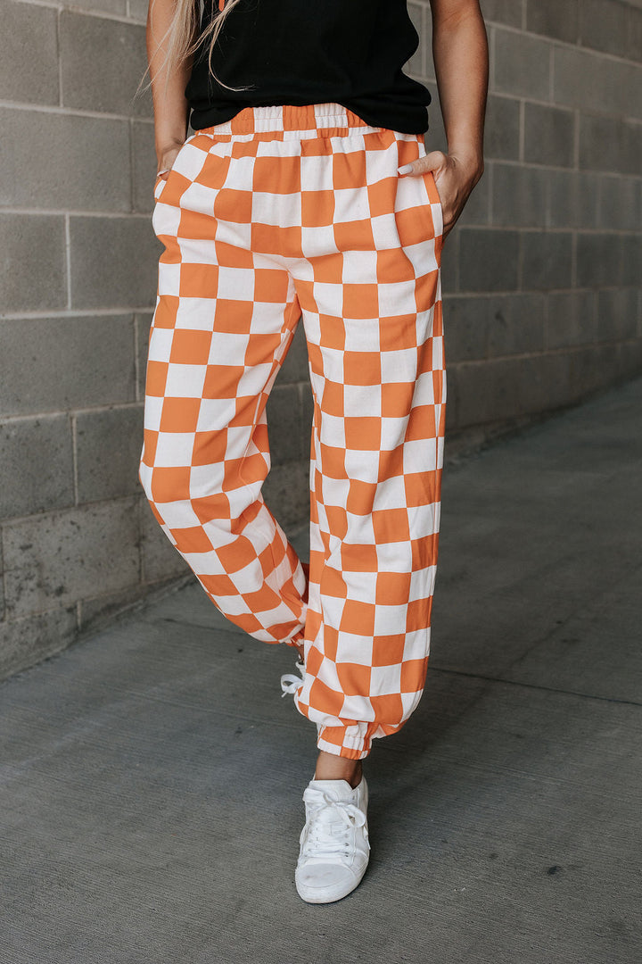 Checkered Joggers - Pumpkin Spice