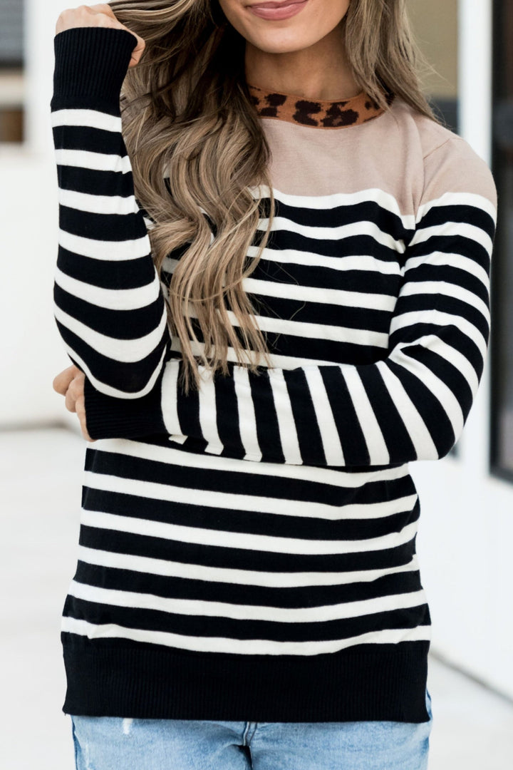 Graham Sweater- Leopard & Stripes