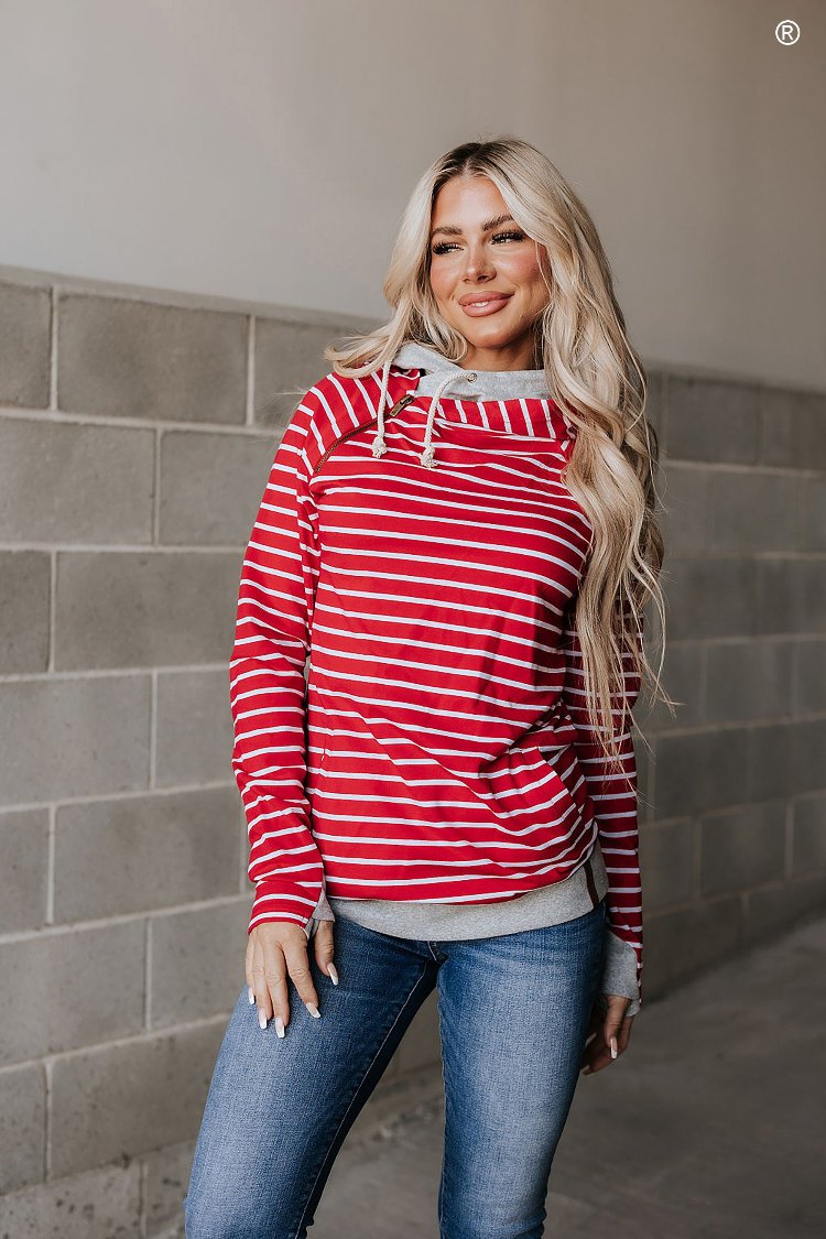 DoubleHood™ Sweatshirt - Peppermint Stripe