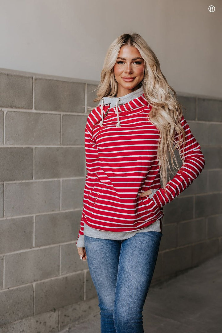 DoubleHood™ Sweatshirt - Peppermint Stripe