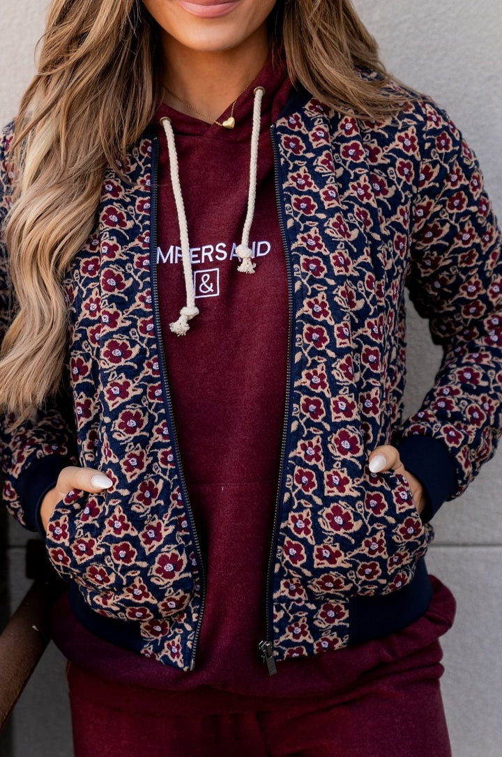 Flower Bomber Jacket - Blue - Mindy Mae's Marketcomfy cute hoodies