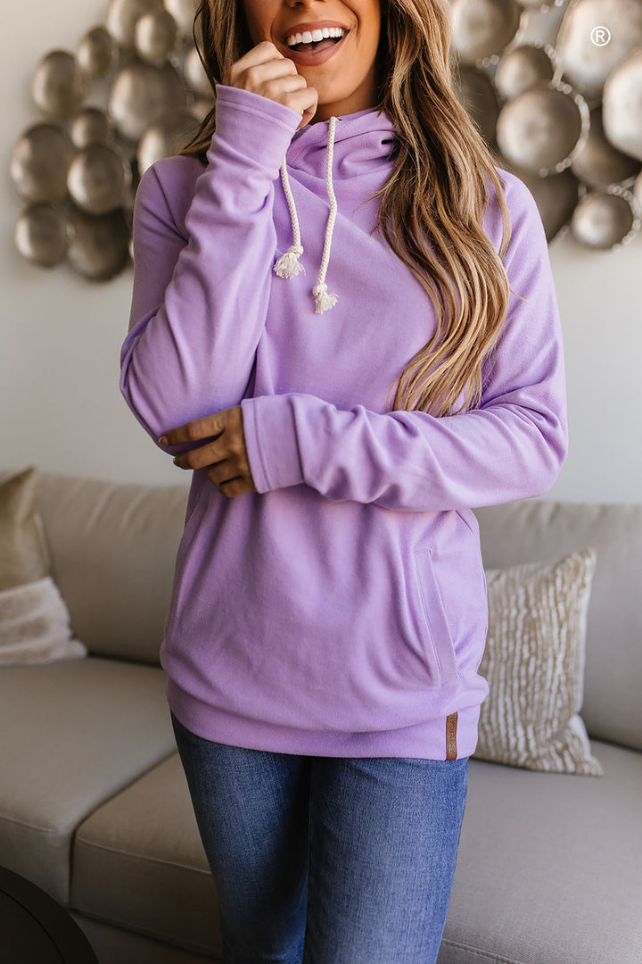 Lilac Purple Hoodie Sweatshirt with Zipper Detail | Performance Fleece DoubleHood™ Sweatshirt - Wisteria