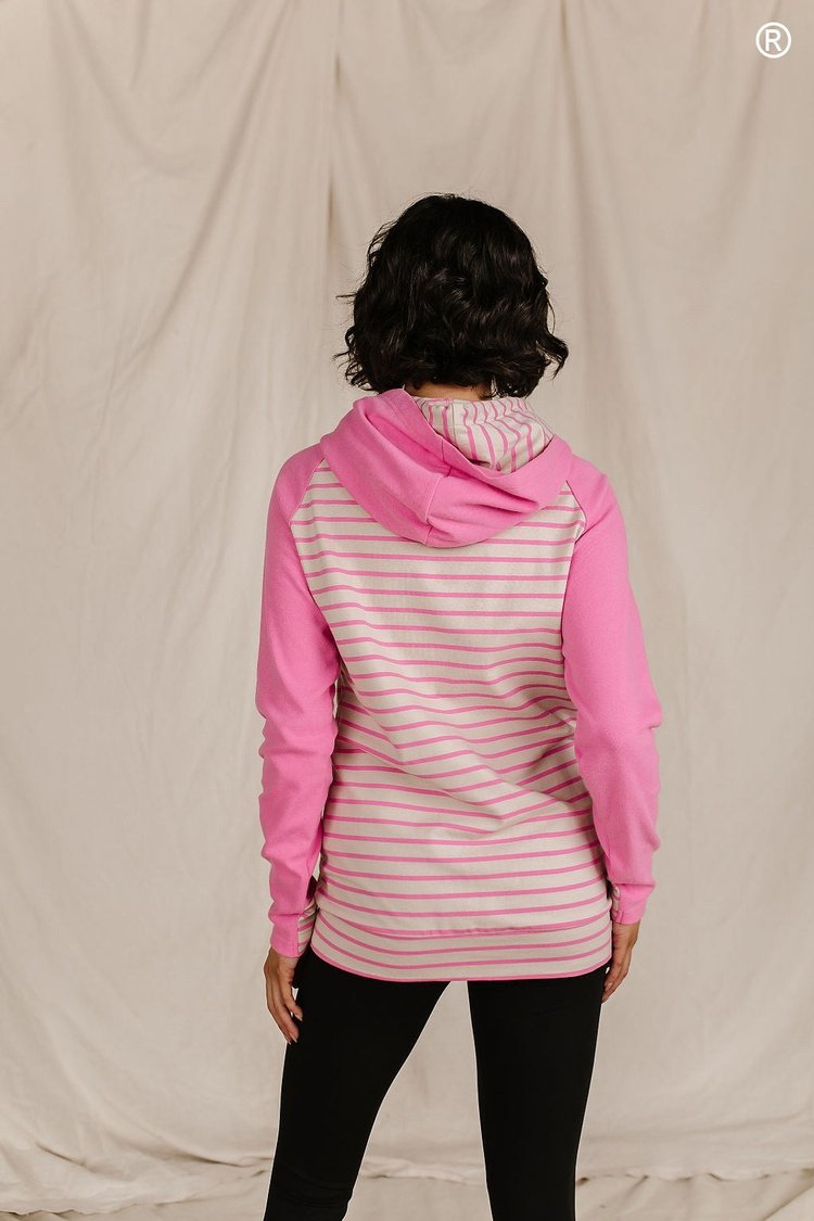 Pink Striped Sweatshirt Hoodie