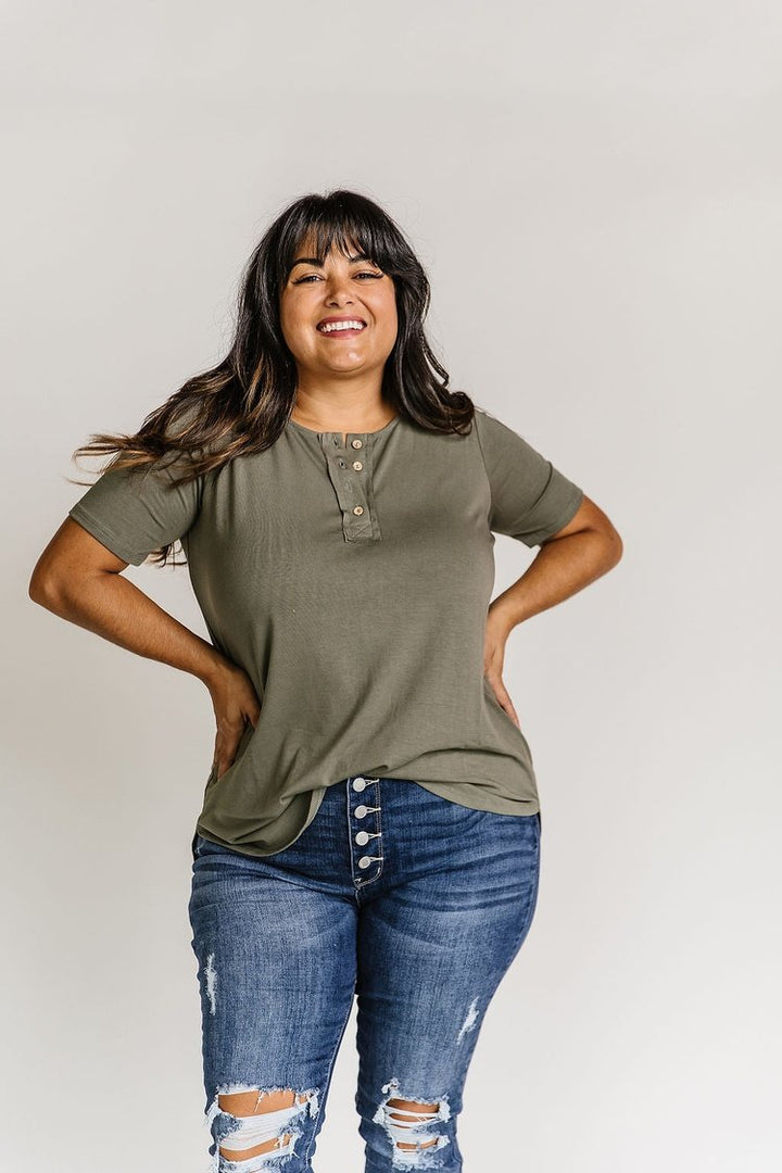 Zoe Henley Tee - Olive - Mindy Mae's Marketcomfy cute hoodies