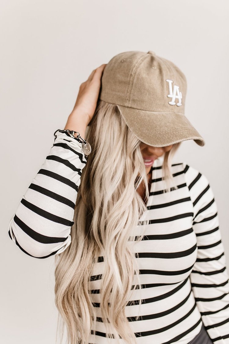 LA Vintage Baseball Hat - Khaki - Mindy Mae's Marketcomfy cute hoodies