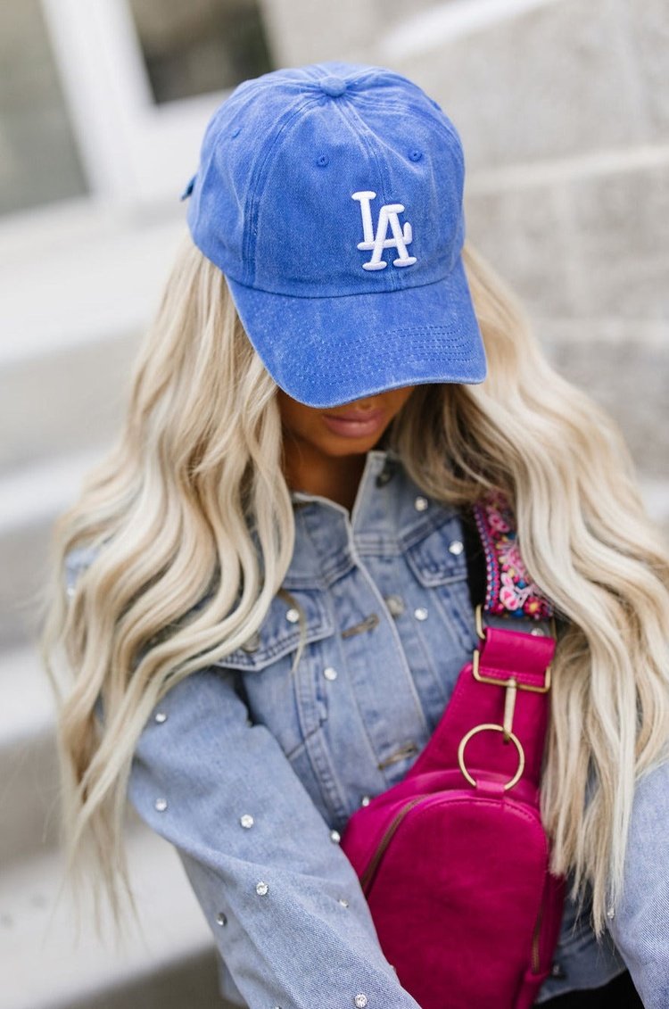 LA Vintage Baseball Hat - Blue - Mindy Mae's Marketcomfy cute hoodies