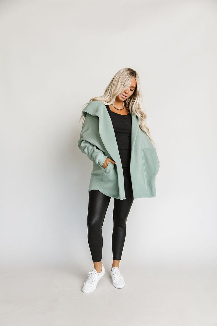 Wrapped Up Fleece Jacket - Sage