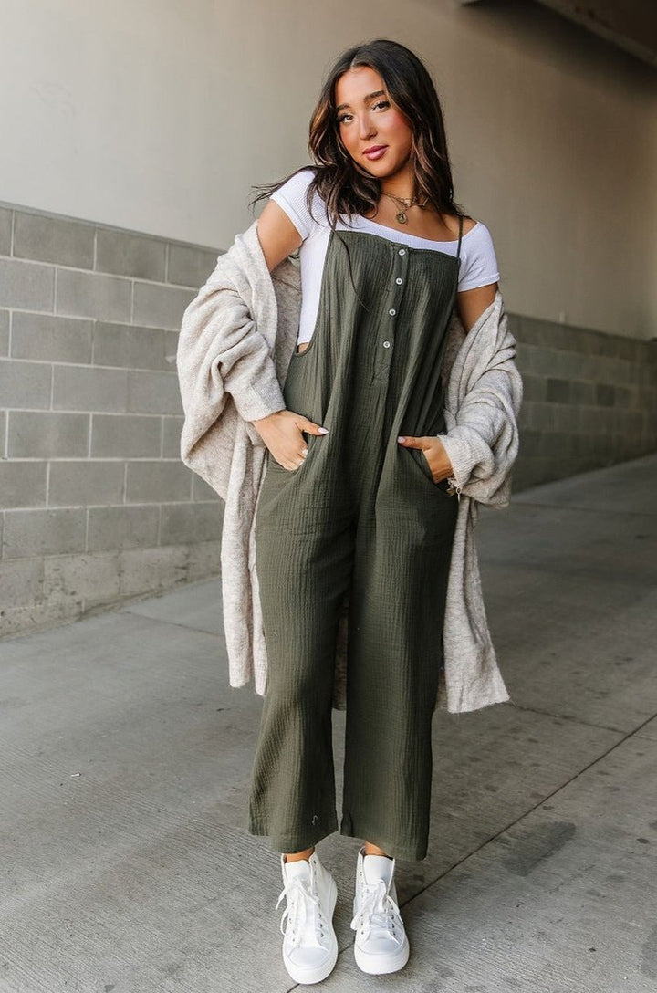 Court Henley Jumpsuit - Olive* - Mindy Mae's Marketcomfy cute hoodies