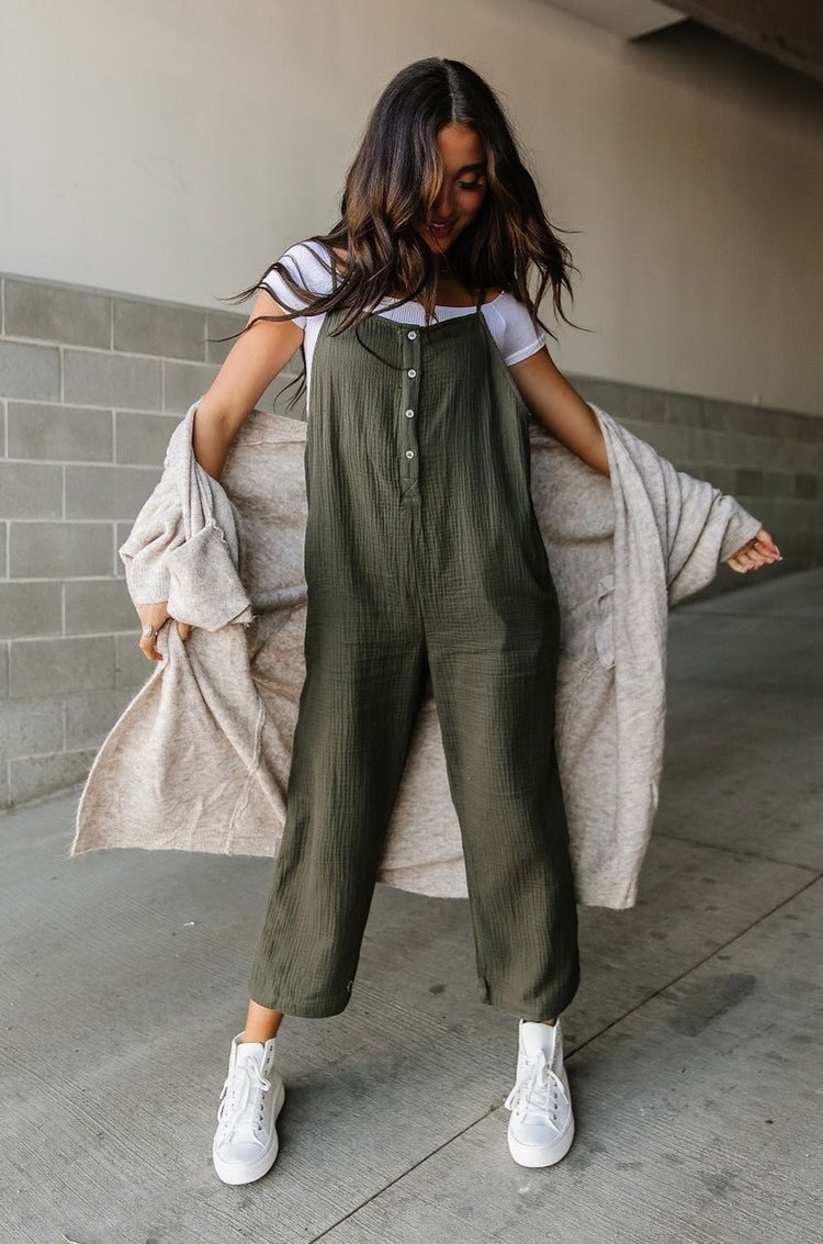 Court Henley Jumpsuit - Olive* - Mindy Mae's Marketcomfy cute hoodies