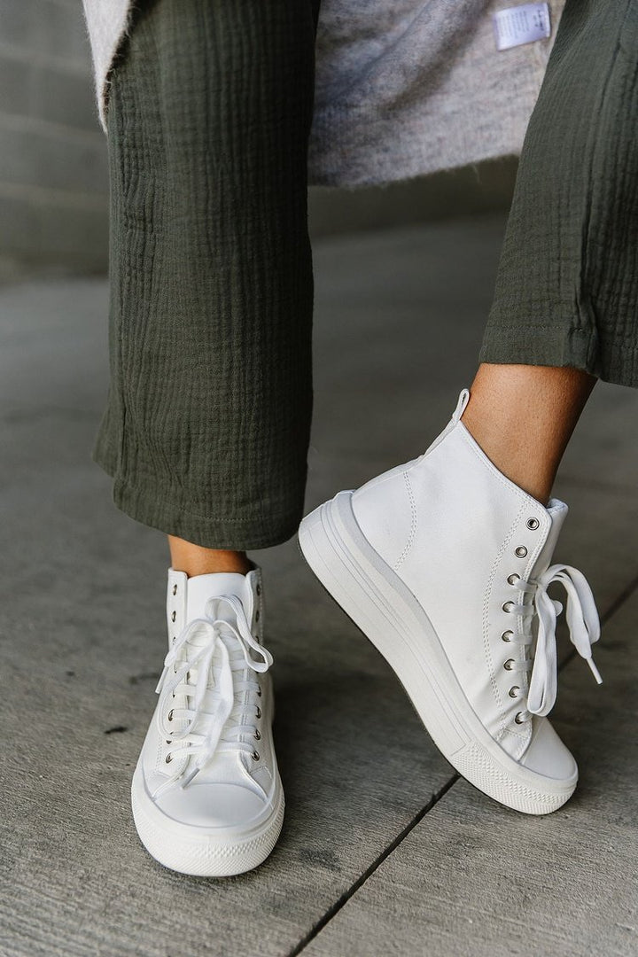 Roma High Top Sneakers - White - Mindy Mae's Marketcomfy cute hoodies