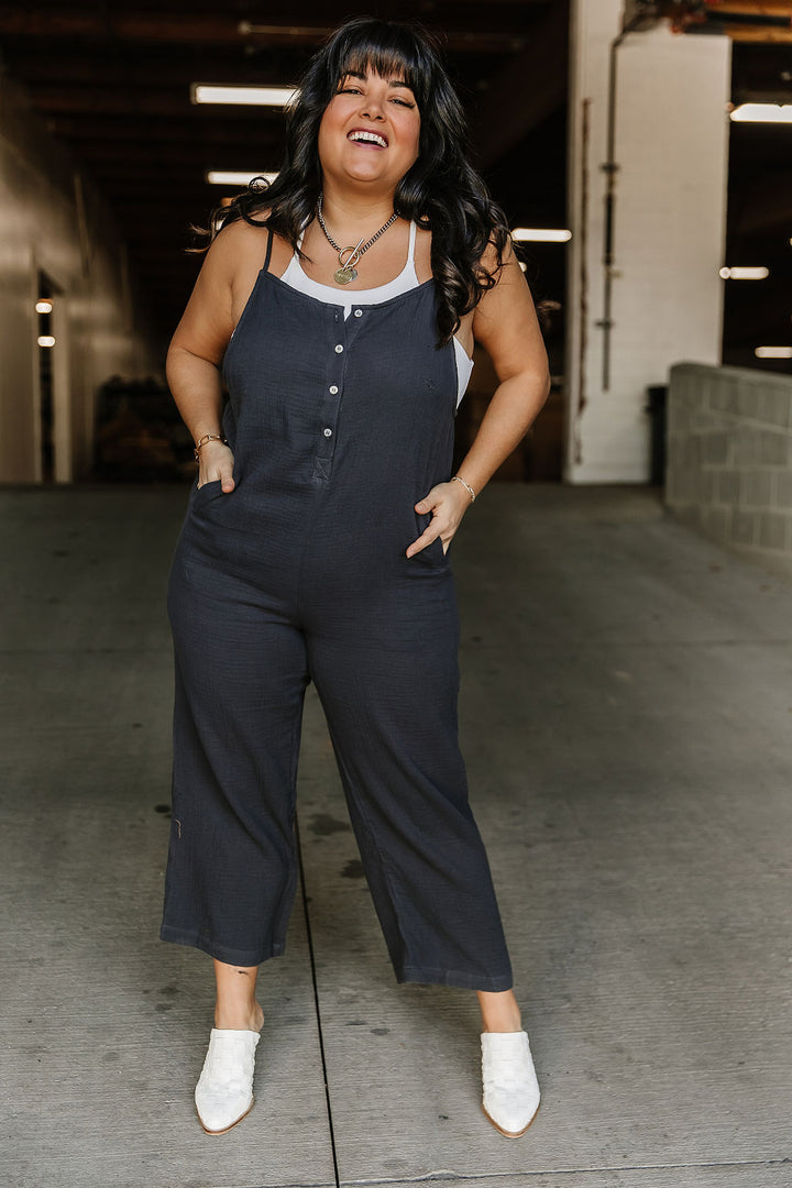 Court Henley Jumpsuit - Charcoal* - Mindy Mae's Marketcomfy cute hoodies