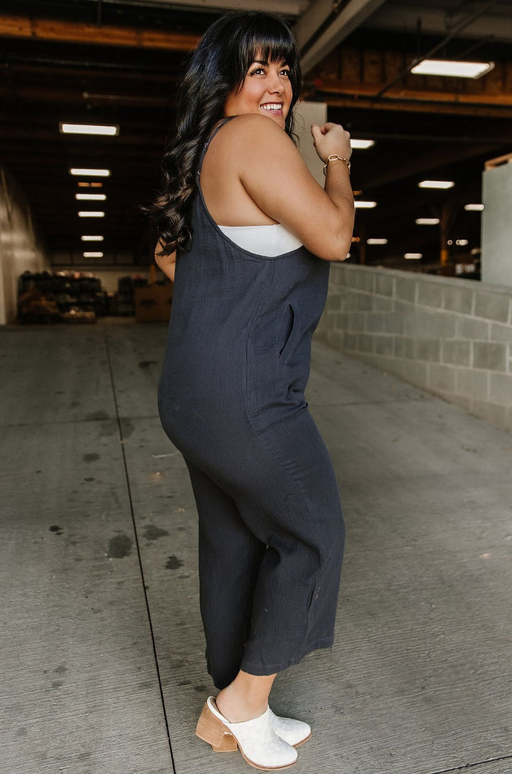 Court Henley Jumpsuit - Charcoal* - Mindy Mae's Marketcomfy cute hoodies