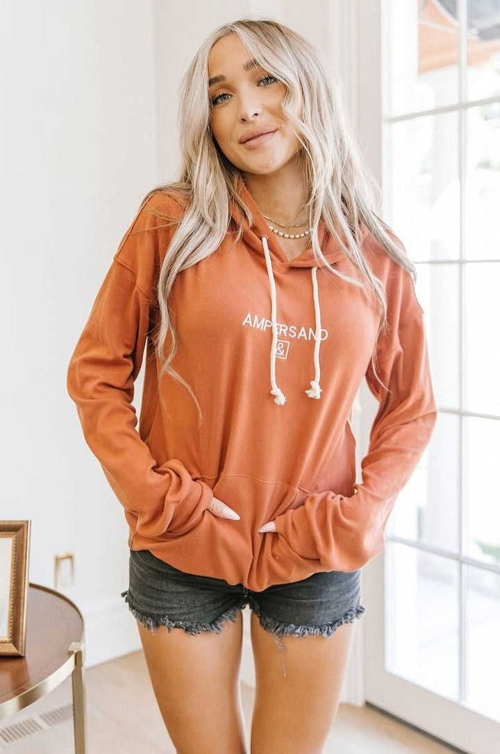 Ampersand Classic Hoodie - Burnt Orange - Mindy Mae's Marketcomfy cute hoodies