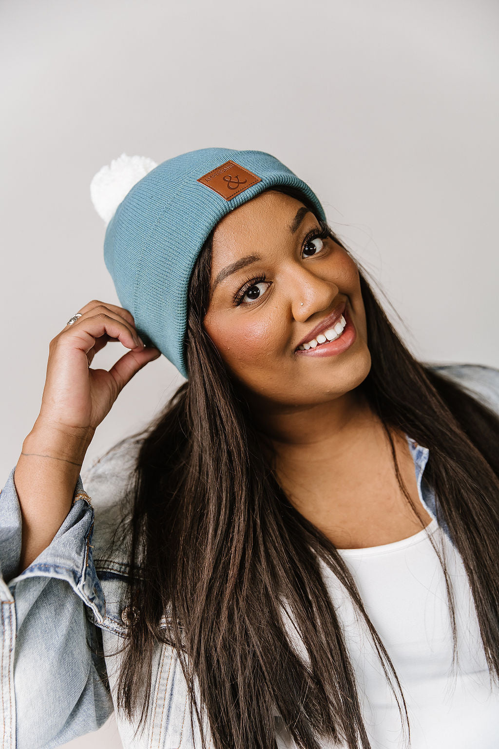 Ampersand Pom Beanie - Teal - Mindy Mae's Marketcomfy cute hoodies