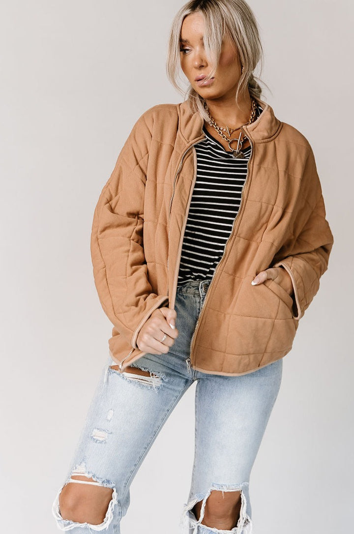 Below Zero Quilted Jacket - Taupe - Mindy Mae's Marketcomfy cute hoodies