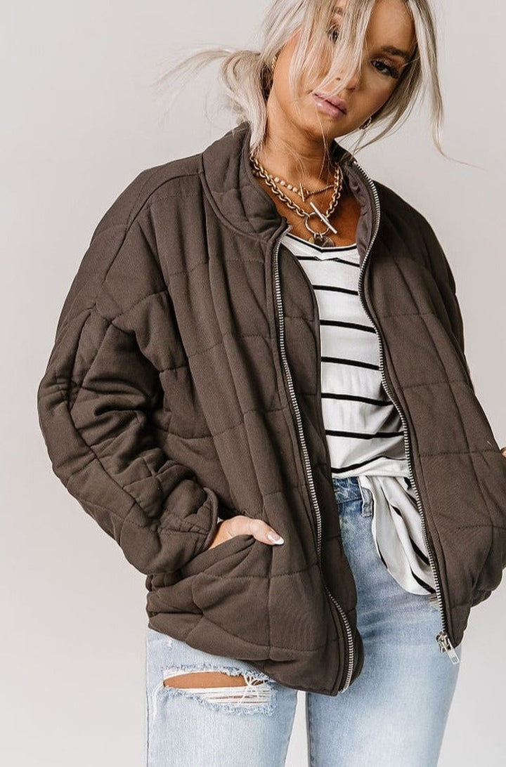 Below Zero Quilted Jacket - Charcoal - Mindy Mae's Marketcomfy cute hoodies