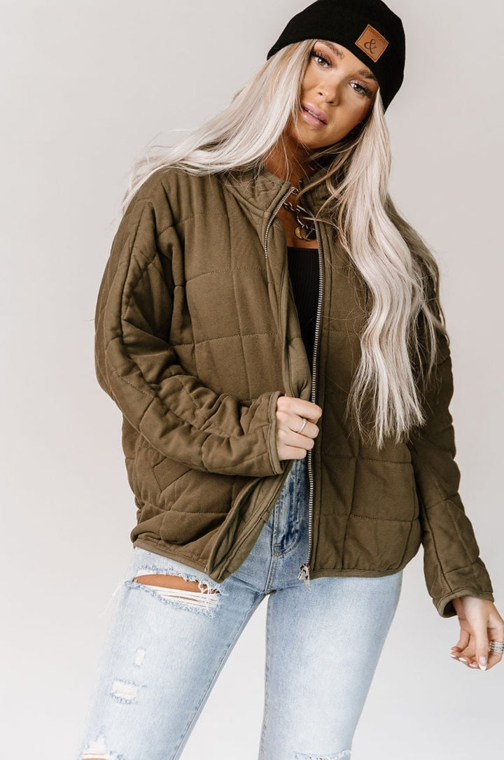 Below Zero Quilted Jacket - Olive - Mindy Mae's Marketcomfy cute hoodies