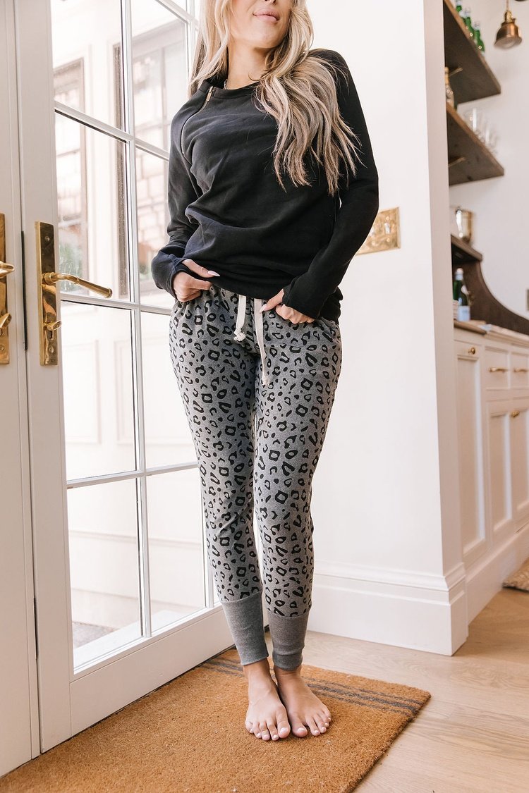 New & Improved Joggers - Charcoal Leopard - Mindy Mae's Marketcomfy cute hoodies