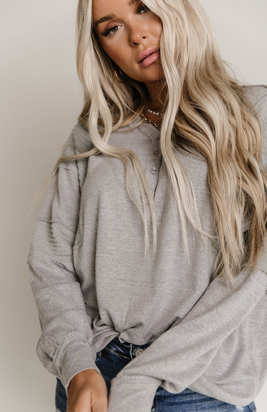 Erin Oversized Top - Heather Grey