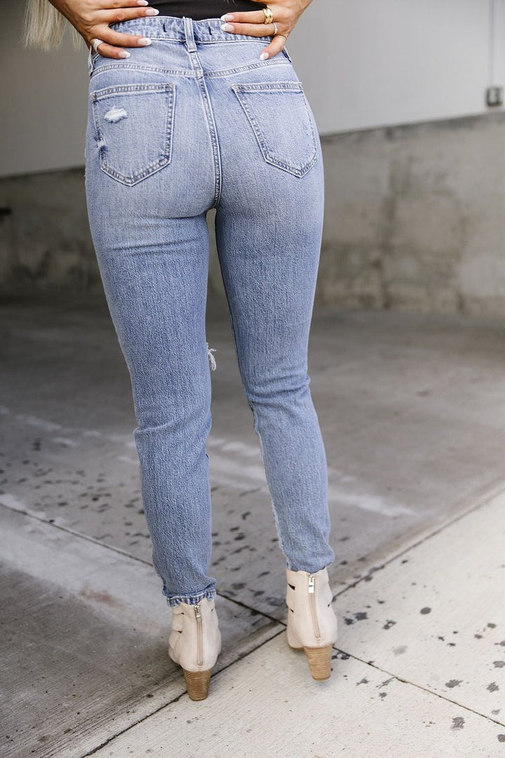 Distressed Medium Wash Skinny Jeans