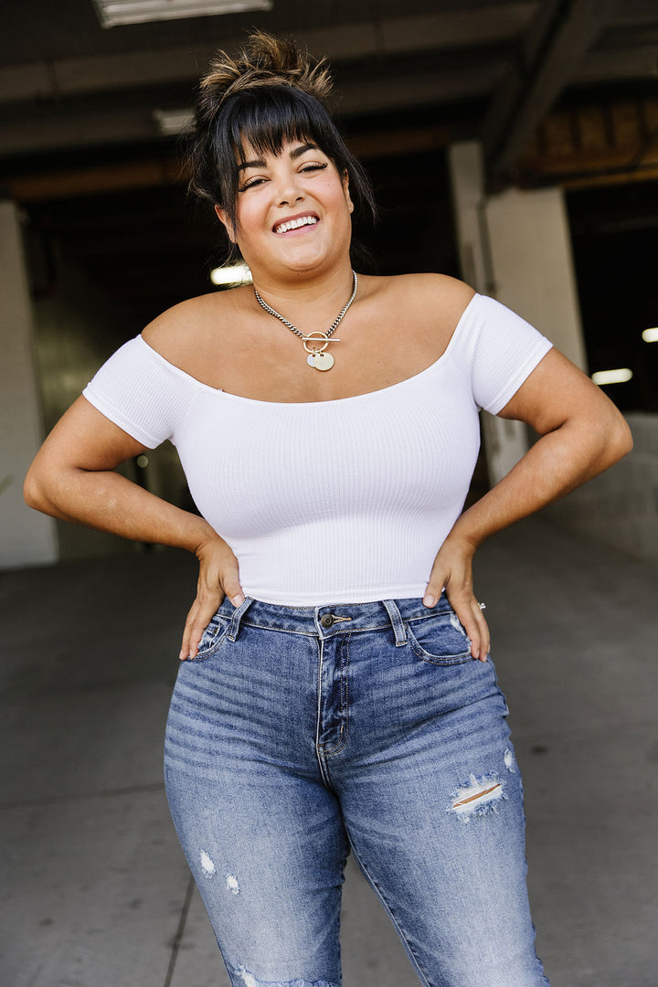 Off the Shoulders White Crop Top