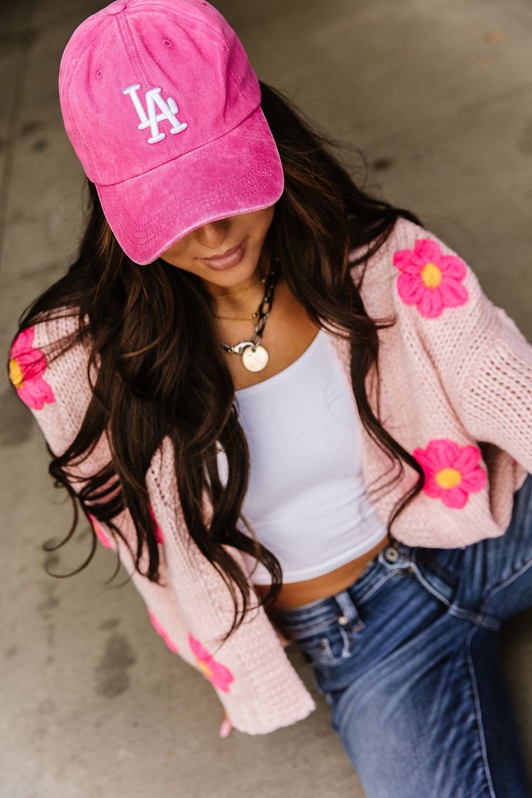 LA Vintage Baseball Hat - Hot Pink - Mindy Mae's Marketcomfy cute hoodies