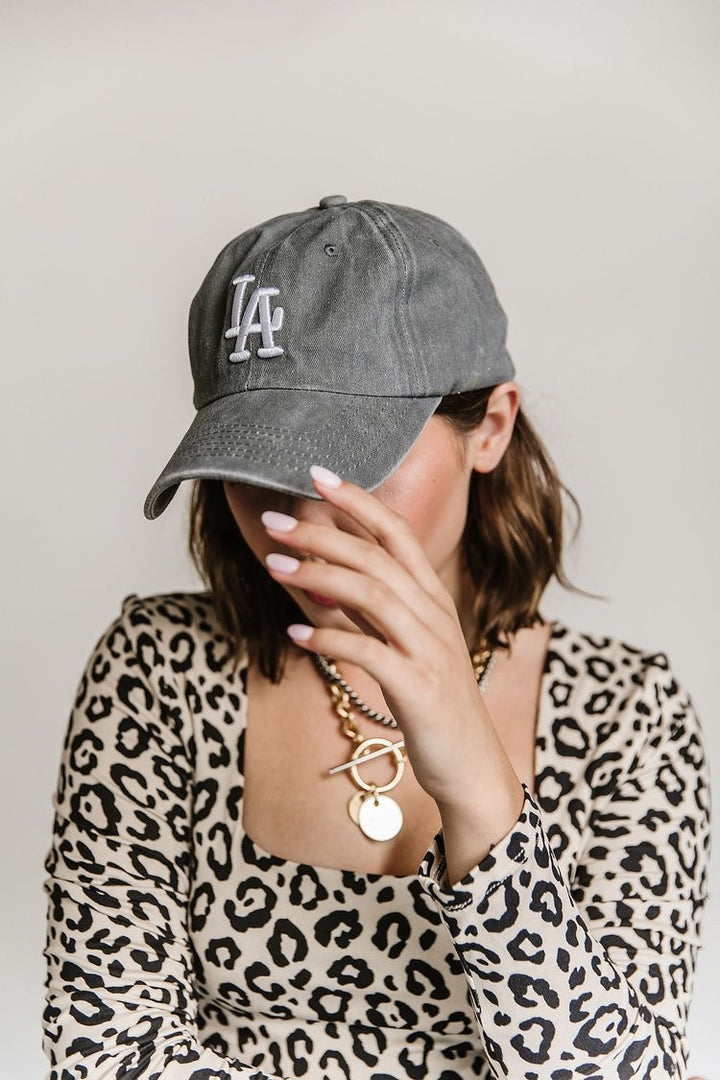 LA Vintage Baseball Hat - Grey - Mindy Mae's Marketcomfy cute hoodies