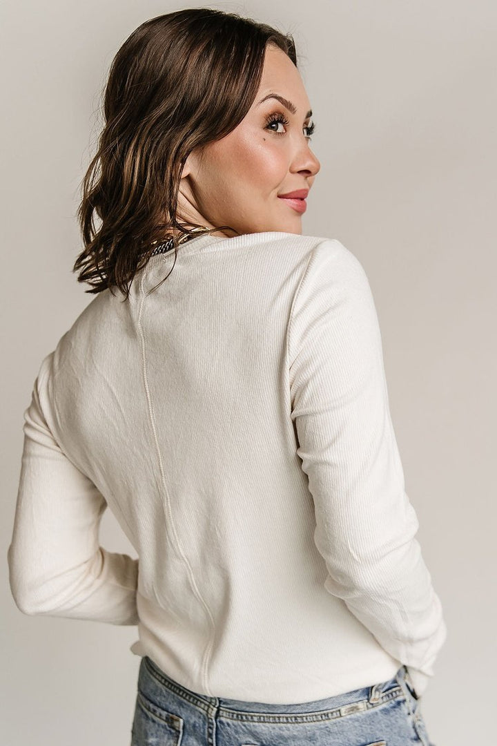 Ellis Ribbed Henley - Cream - Mindy Mae's Marketcomfy cute hoodies