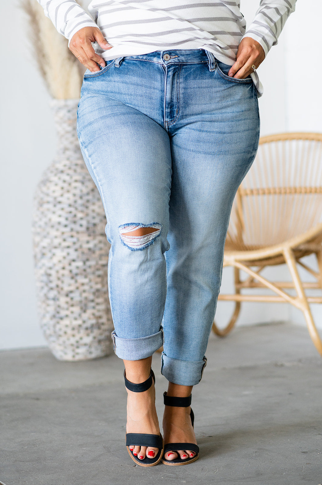 Stacey Distressed High Rise Jeans